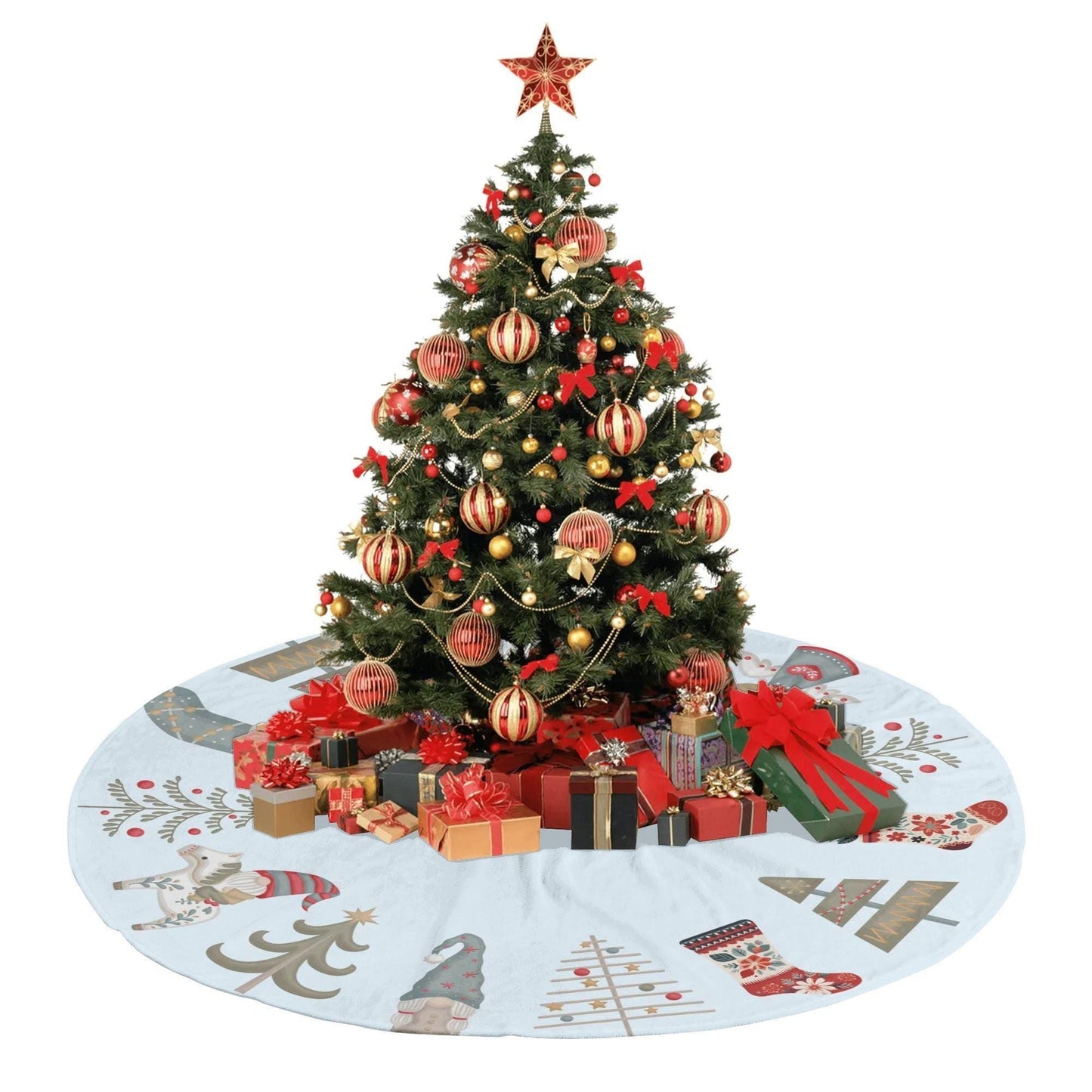 Christmas Tree Skirt - Nordic Holiday Decor | Scandinavian Soft Fleece Skirt
