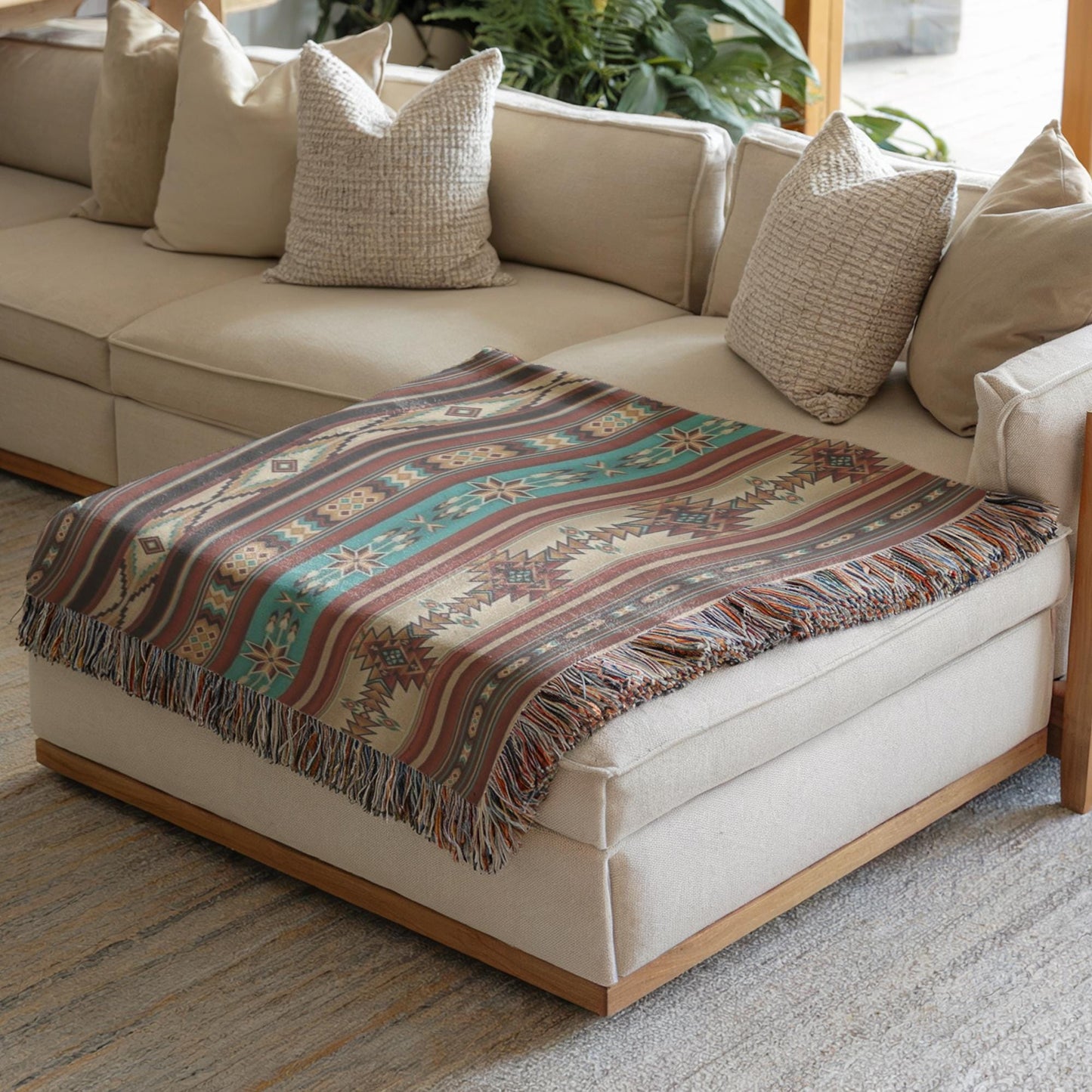 Living-room Blanket, Navajo Pattern Throw, Southwestern Design Couch Cover, Native American Sofa Blanket, Ethnic Room Decor, Tribal Decor,