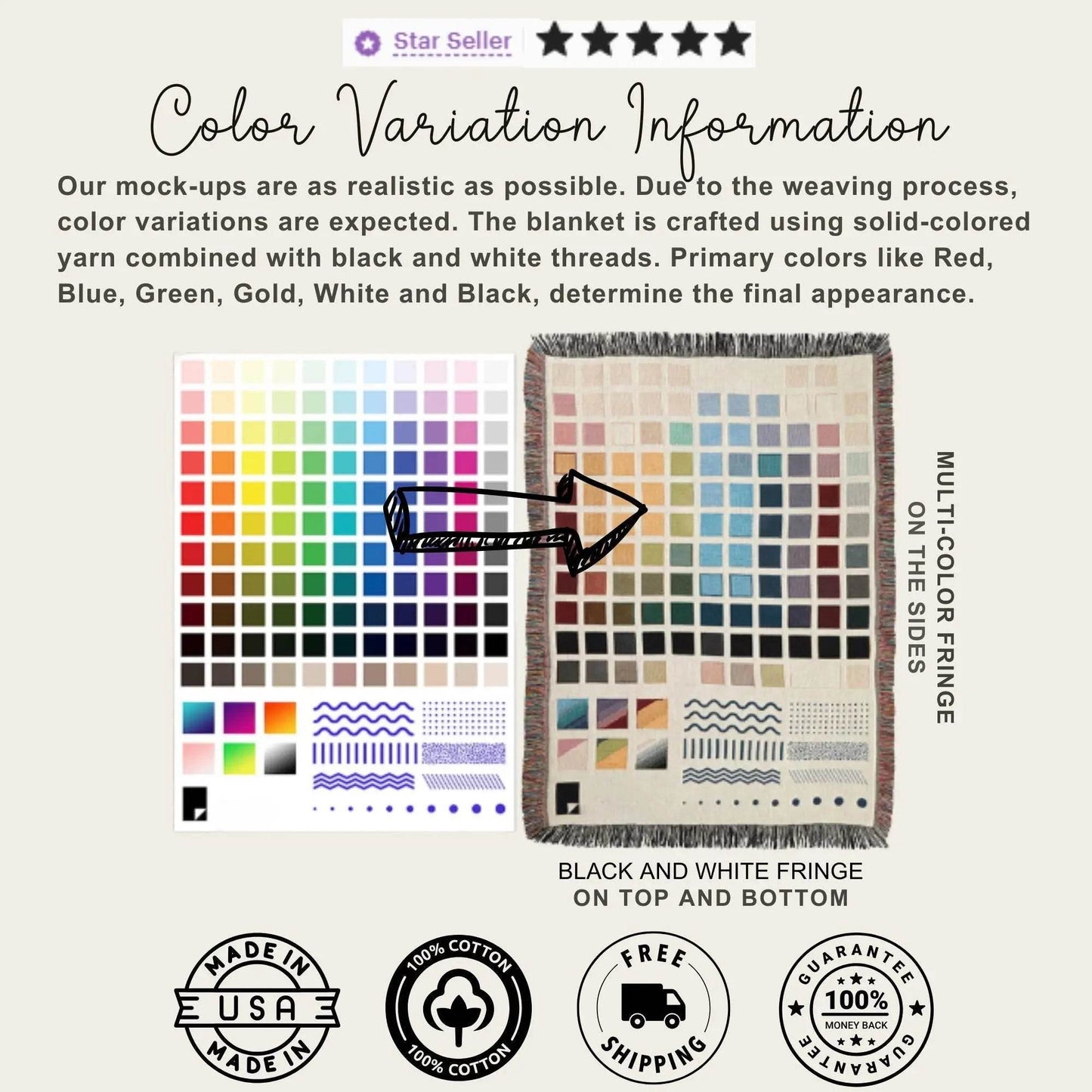 Cotton Woven Swedish Scandi Blanket – Heart Throw with Nordic Star Design - timelessbohochic.com