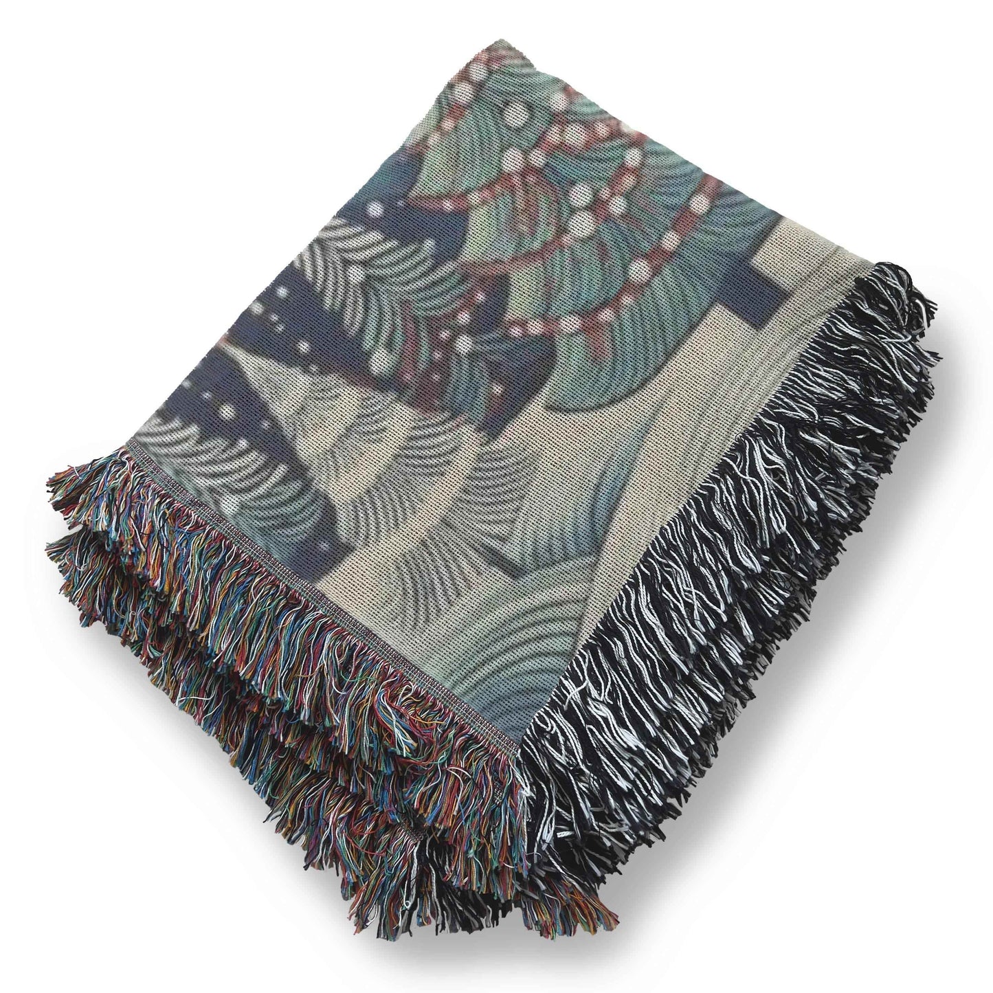Festive Forest Wall Hanging – Christmas Tree Art Woven Cotton Throw Blanket - timelessbohochic.com