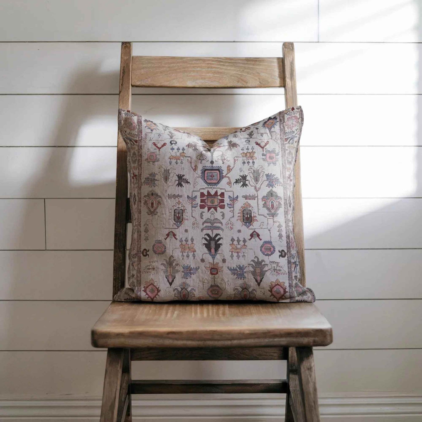 Turkish Rug Pillow - Boho Chic Cushion Cover With Anatolian Design, Soft Durable Fabric - timelessbohochic.com