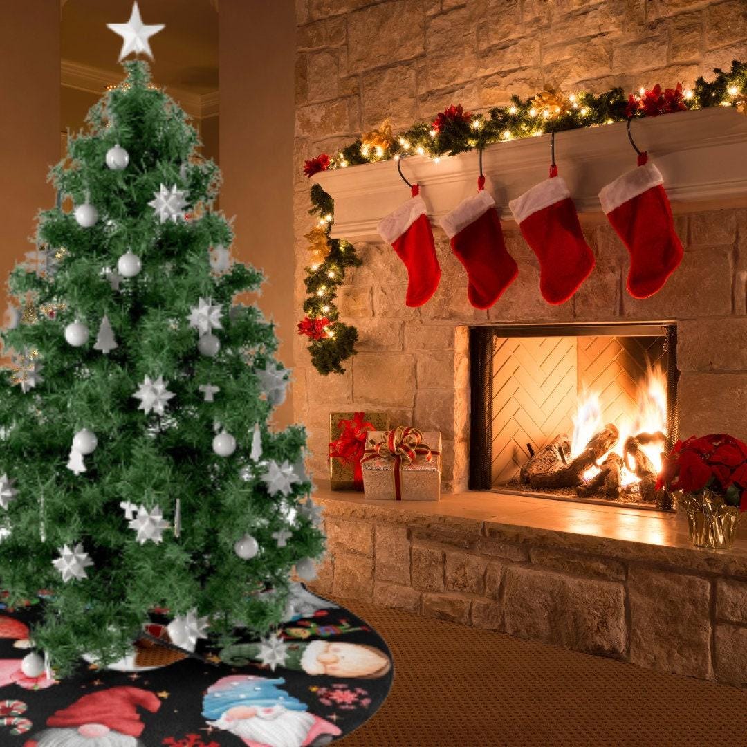 Gnome Christmas Tree Skirt – Cute Gnome Patterns | Festive Holiday Tree Wrap