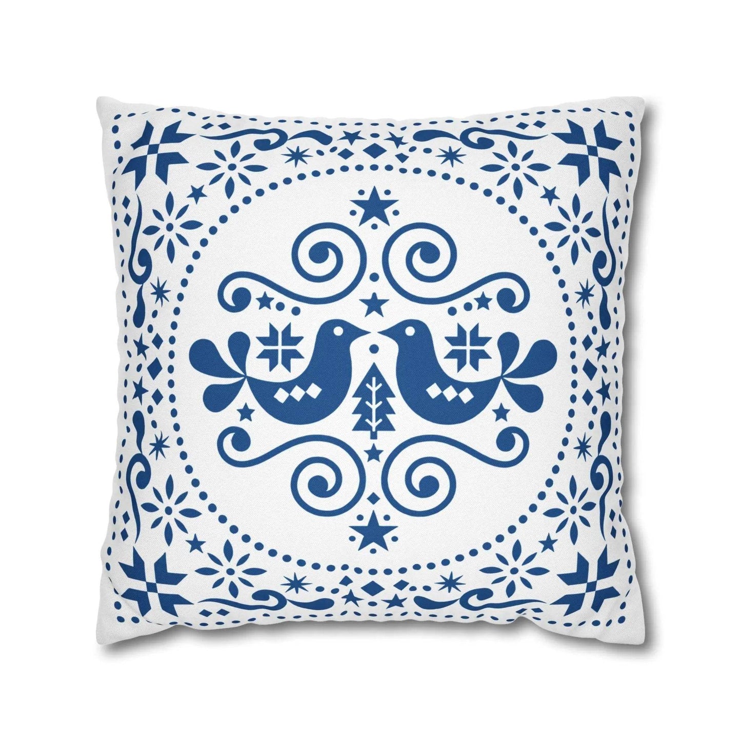 Scandinavian Pillowcase - Double Sided Folk Art Bird Throw Pillow Sham | Soft Polyester Fabric - timelessbohochic.com