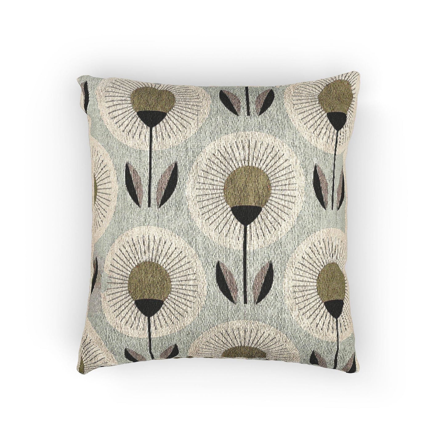 Woven Floral Pillow - Modern Home Cushion | Botanical Accent Throw Pillow