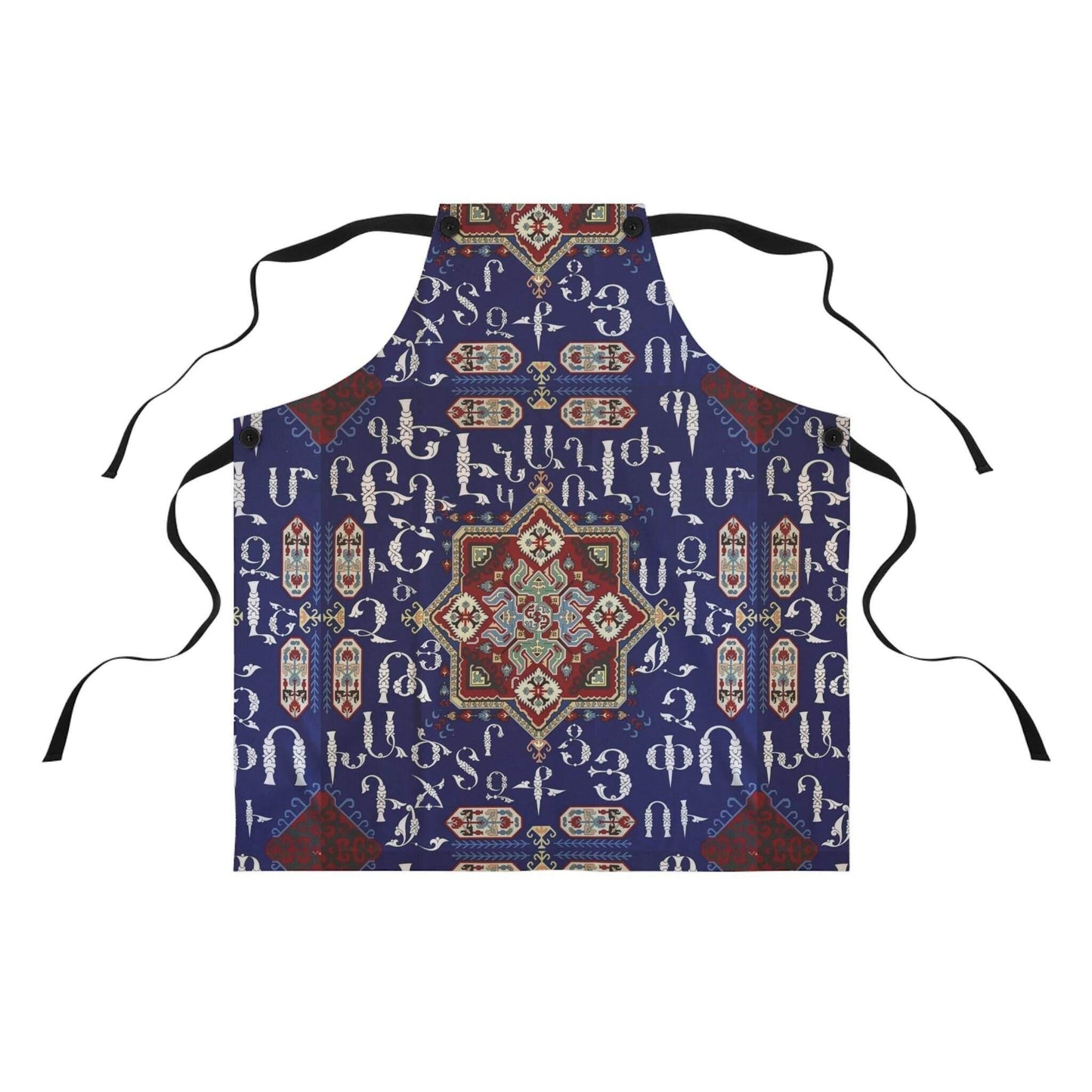 Armenian Alphabet Apron - Haykakan Design Cooking Bib | Unique Armenian Gift - timelessbohochic.com