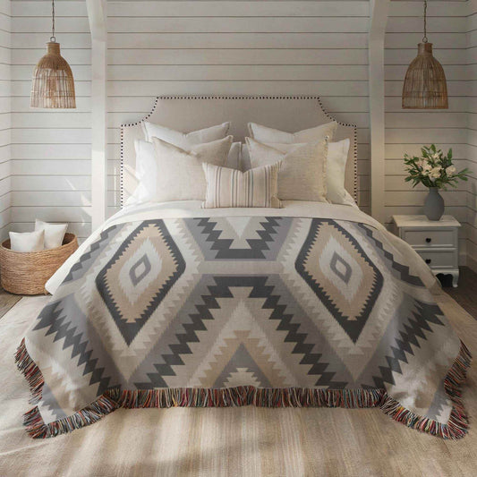 ethnic cotton woven blanket bedding