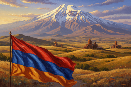 armenian flag and mount ararat