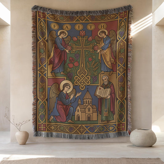 How to Display a Christian Wall Tapestry Respectfully at Home - timelessbohochic.com