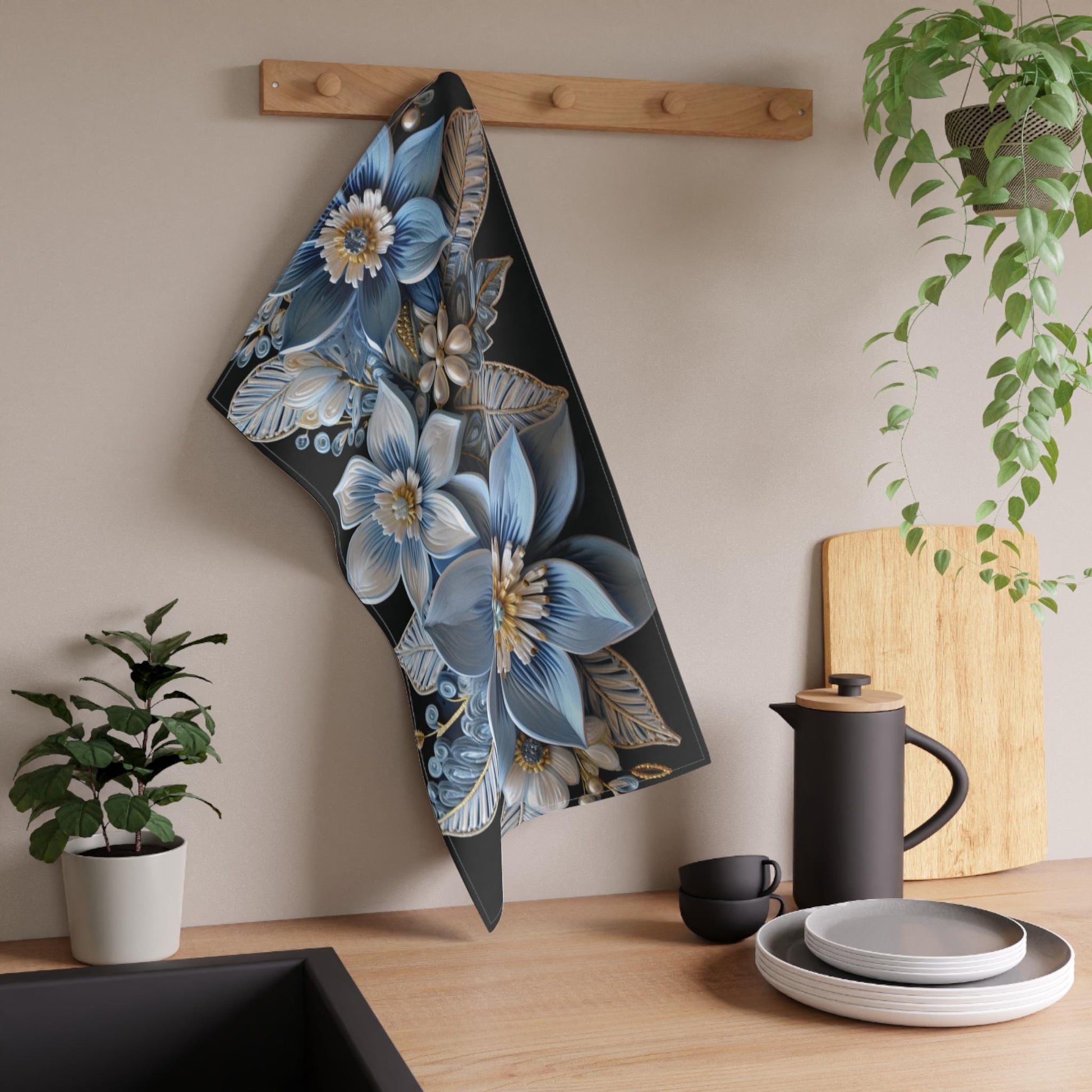 Poinsettia Tea Towel – Elegant Holiday Kitchen Linen | Festive Floral Accent Gift
