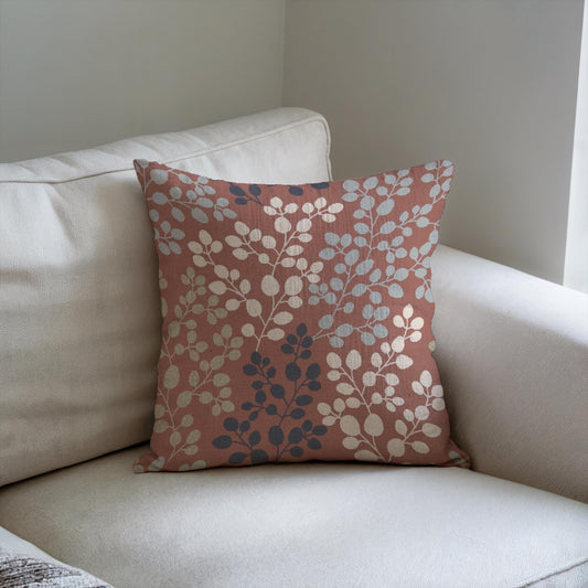 Japanese Throw Pillow - Woven Decorative Cushion With Floral Pattern Home Decor
