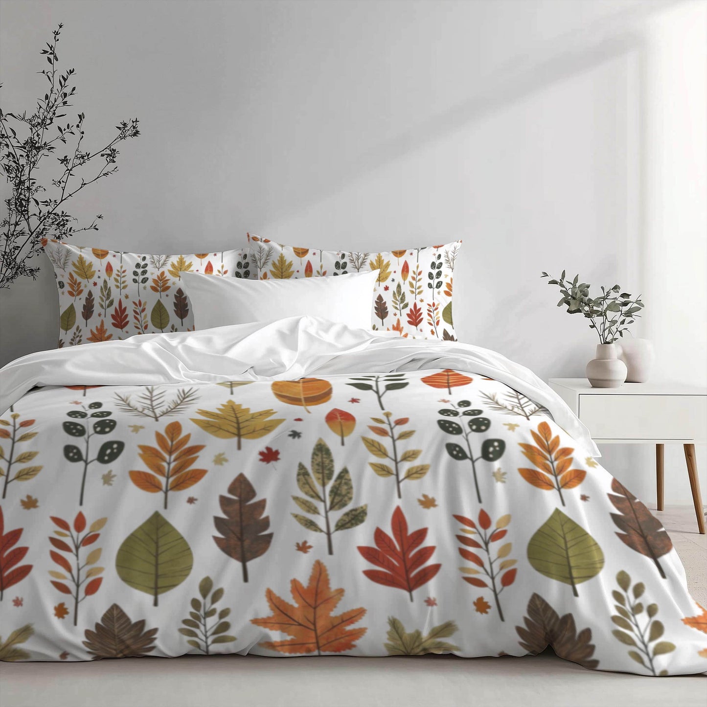 Fall Decor Bedding Set – Harvest Duvet Cover & Leaf Pattern Bedspread, Soft Breathable 3 Piece Set - timelessbohochic.com