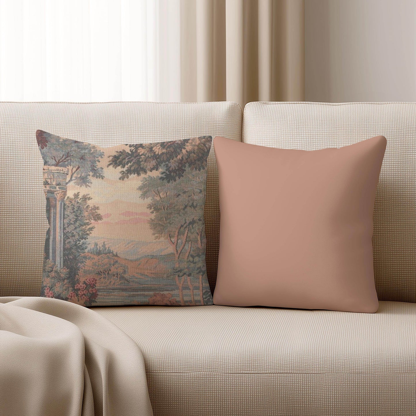French Tapestry Pillow – Aubusson Style Decorative Cushion With Soft Filling - timelessbohochic.com