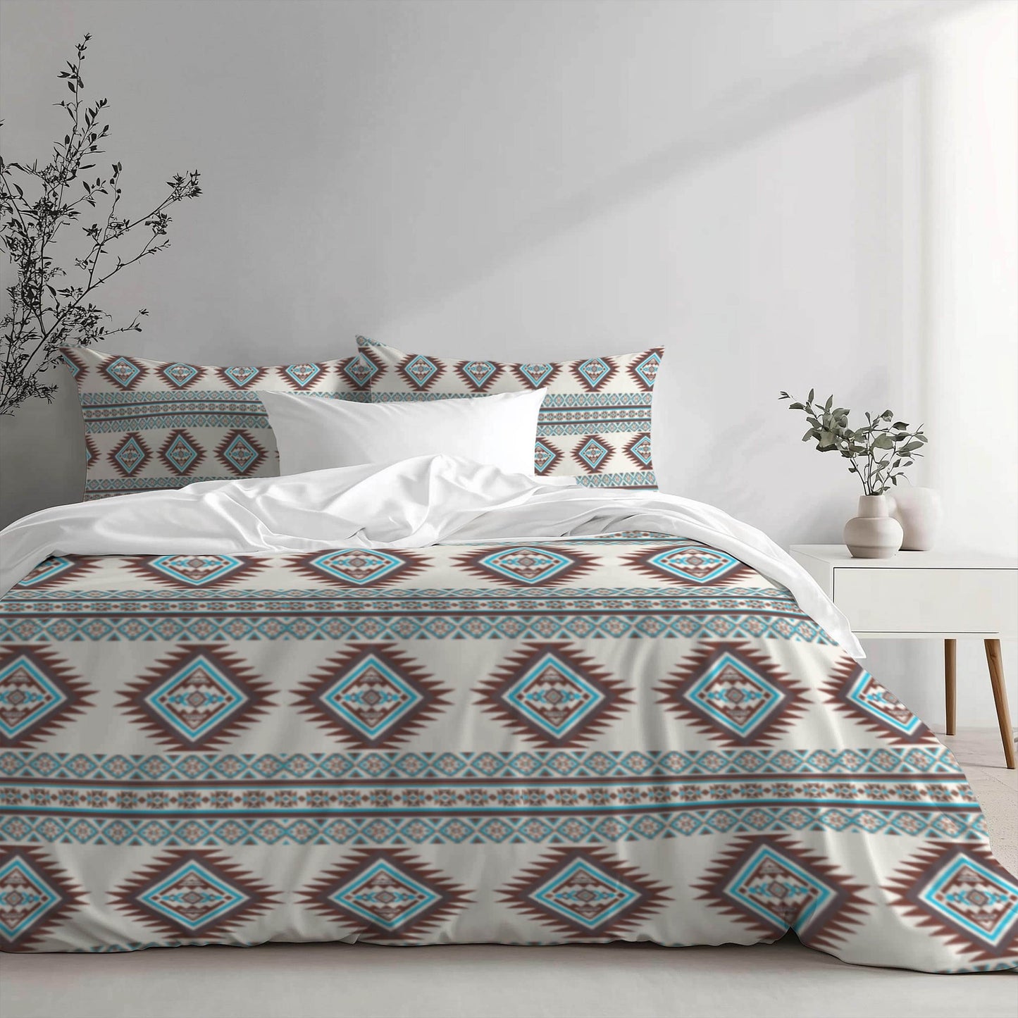 Native American Bedding Set | Soft Breathable Polyester 3 Piece Duvet Cover with Tribal Pattern - timelessbohochic.com
