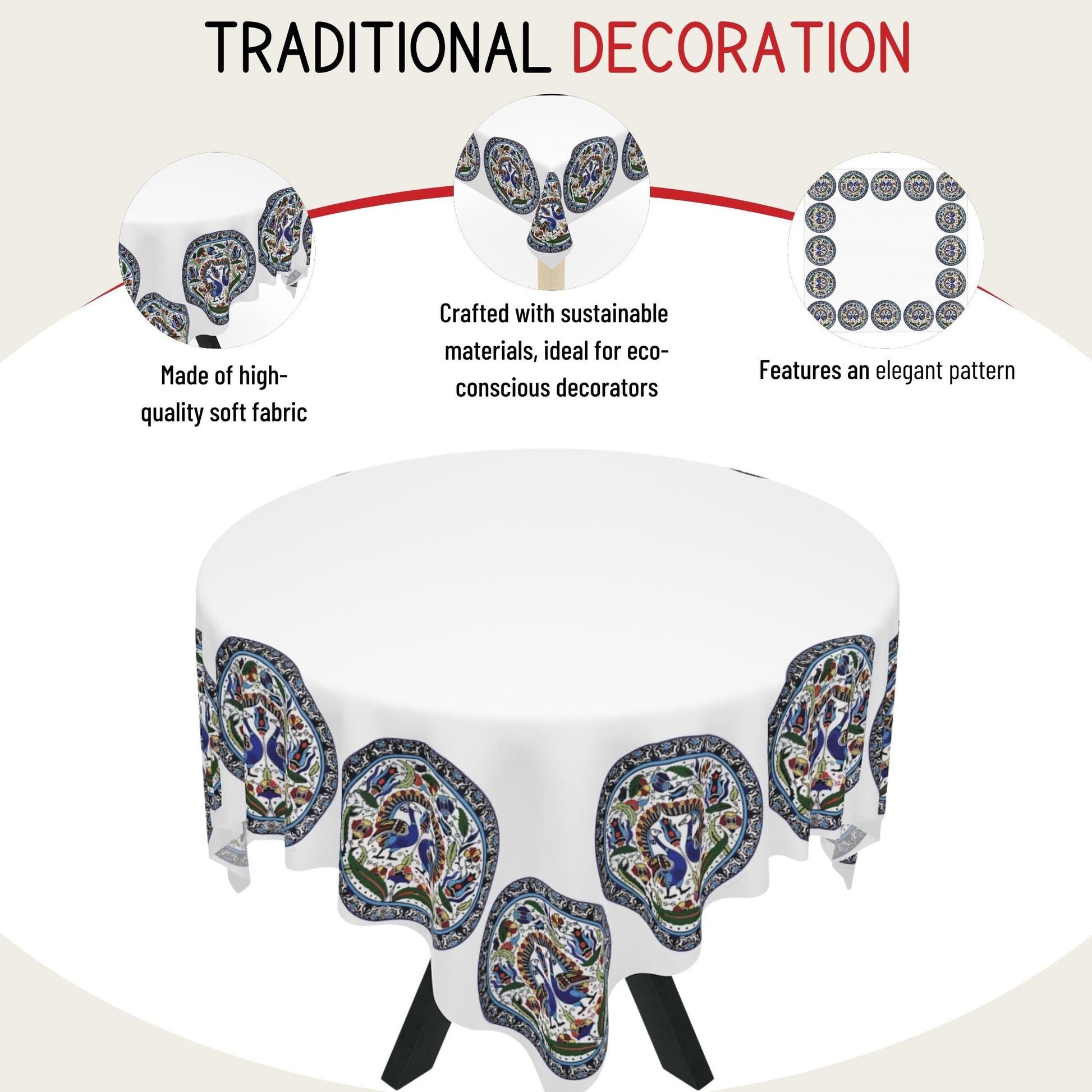 Armenian Peacocks Tablecloth - Elegant Bird Design Table Spread | Heritage Gift Armenia