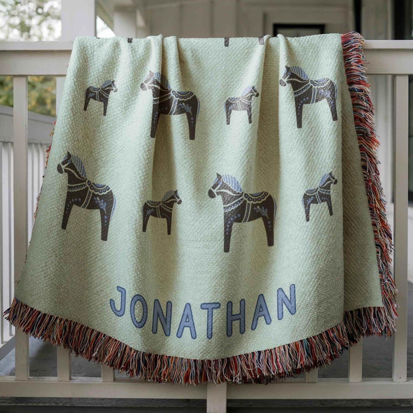 Personalized Baby Blanket - Custom Name Cotton Quilt | Scandinavian Nursery Decor - timelessbohochic.com