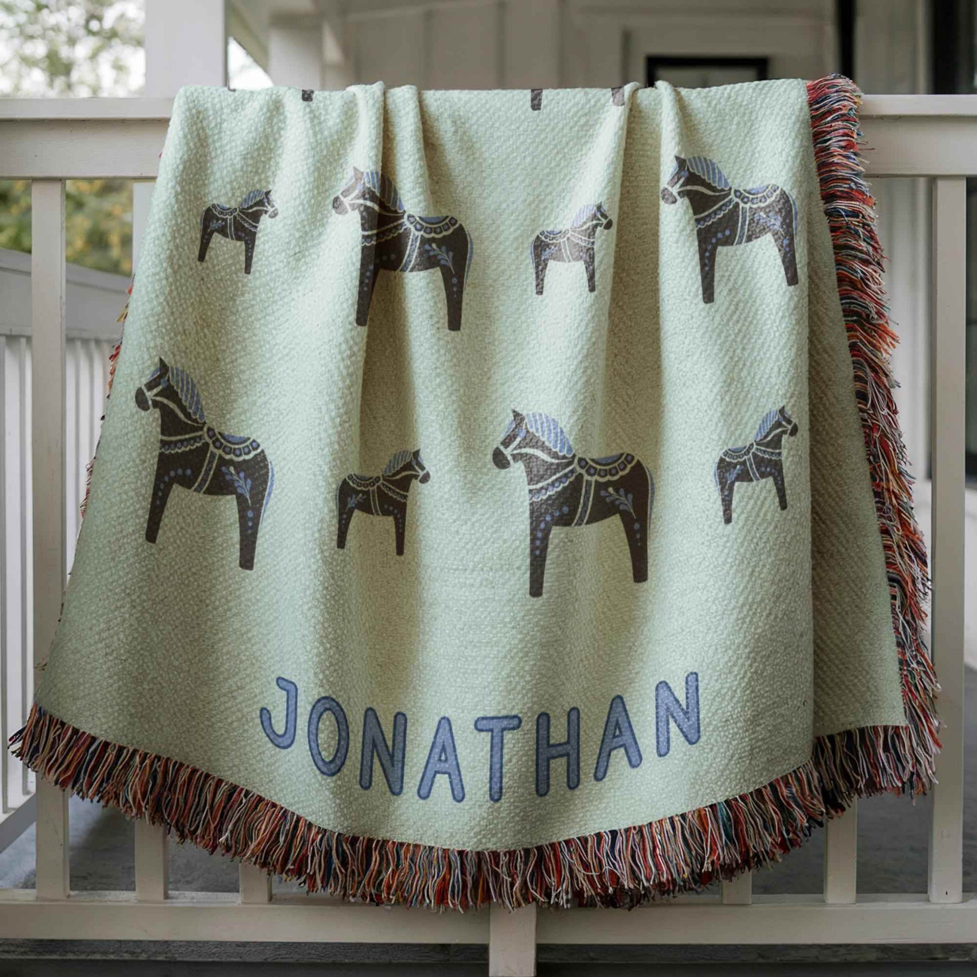 Personalized Baby Blanket - Custom Name Cotton Quilt | Scandinavian Nursery Decor - timelessbohochic.com