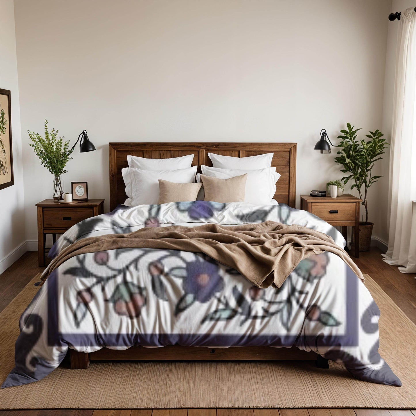 Floral Duvet Cover - Armenian Bedding Set With Haykakan Pattern & Iznik Motifs - timelessbohochic.com