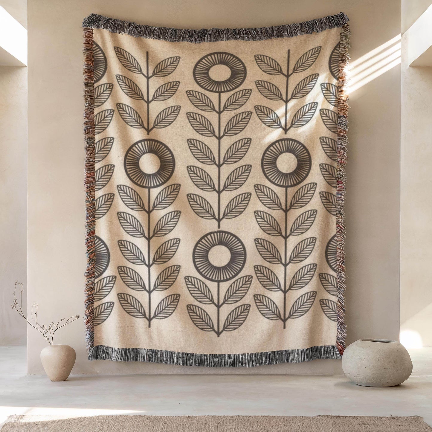 Woven Tapestry Floral Pattern - Cottagecore Style Textured Textile Art - timelessbohochic.com