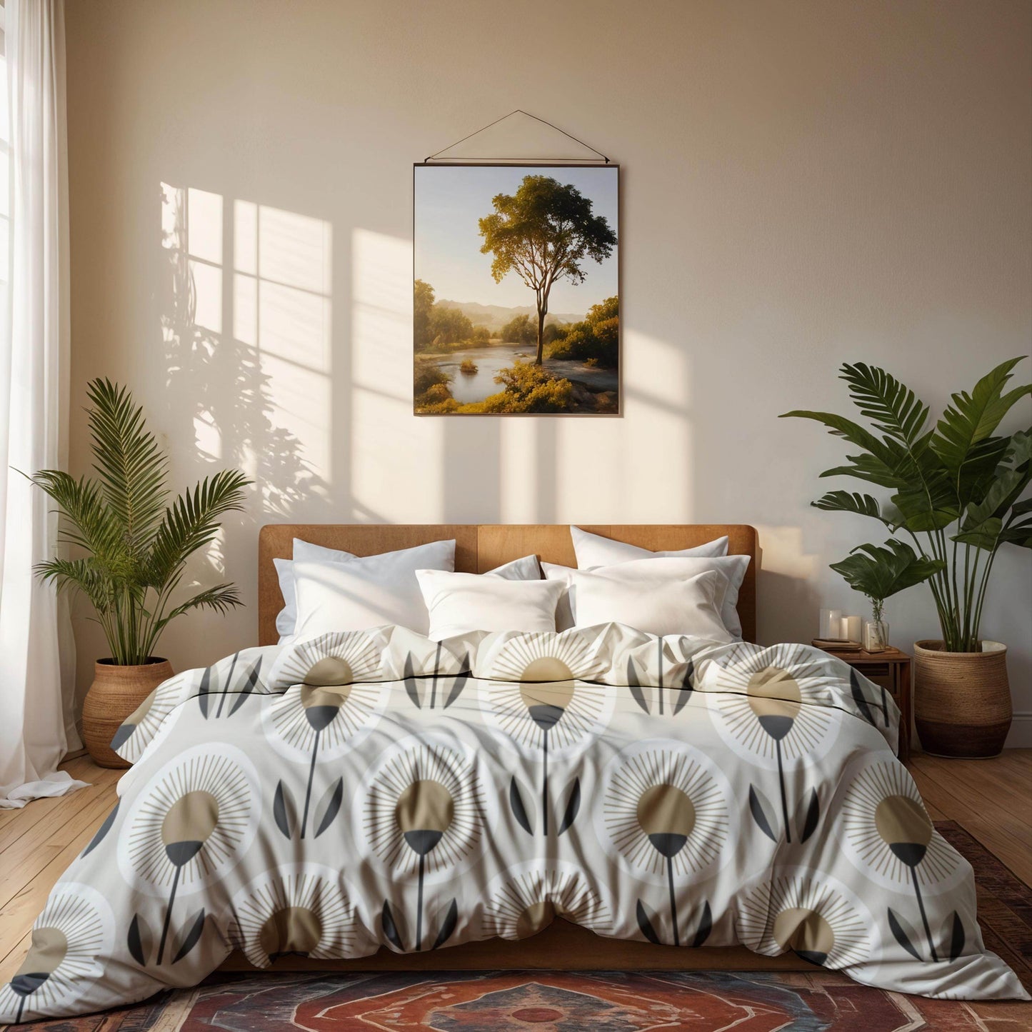 Sunflower Bedding Set – Floral Duvet Cover Zipper | Soft Breathable Polyester 3 Piece Bedspread - timelessbohochic.com