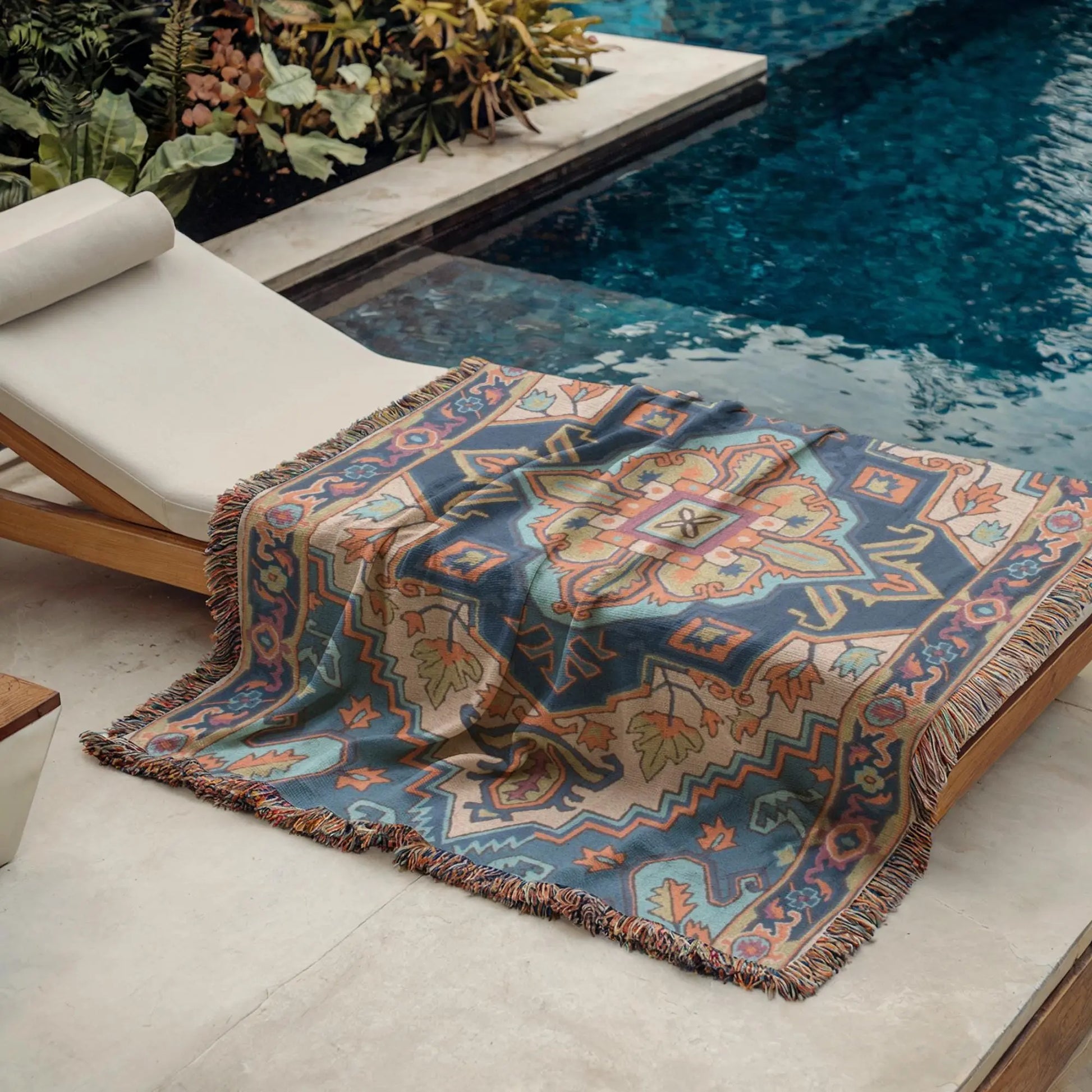 Bohemian Woven Blanket – Persian Rug Throw | Boho Tapestry Travel Throw