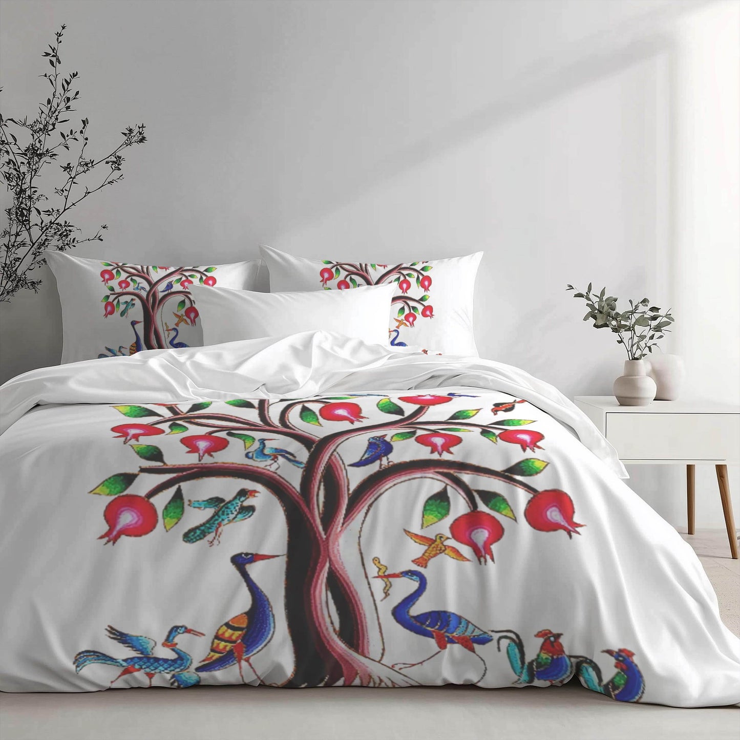 Armenian Tree of Life Duvet - Custom Pomegranate Tree Bedding Set | Soft Polyester Cover - timelessbohochic.com