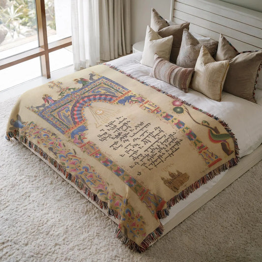 Armenian Prayer Blanket – Woven Cotton Blanket | Hayr Mer Prayer Throw | Spiritual Home Gift