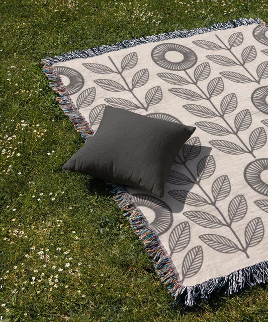 Modern Throw Blanket Set – Geometric Cotton Throw with Accent Pillow Set