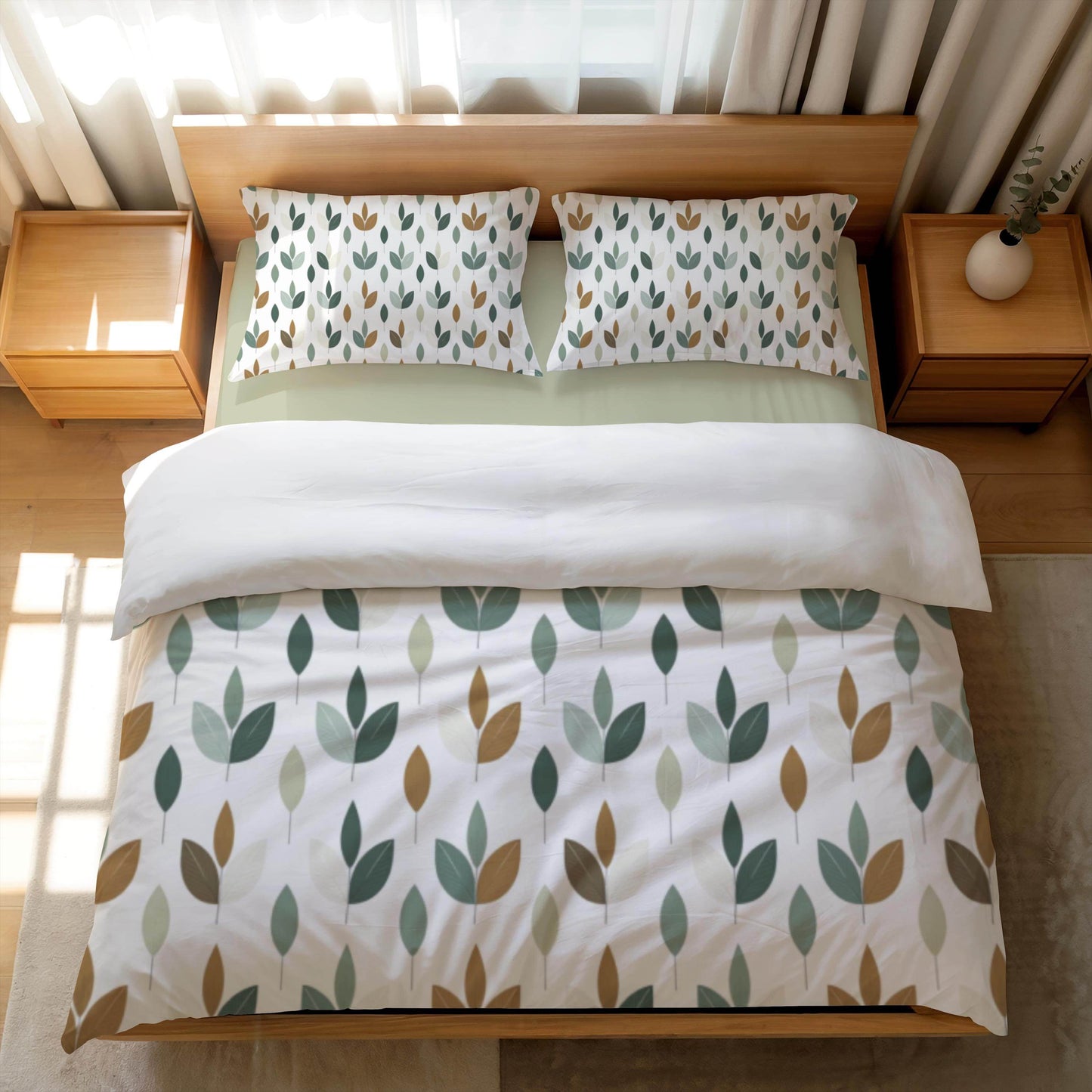 Fall Decor Duvet Cover Featuring Leaf Design | Personalized Soft Breathable 3-Piece Bedding Set - timelessbohochic.com