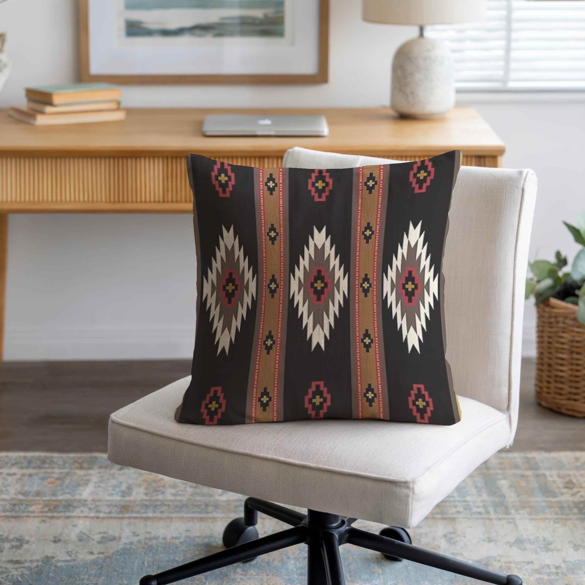 Boho Navajo Throw Pillow - Colorful Ikat Pattern Decorative Couch Pillow - timelessbohochic.com