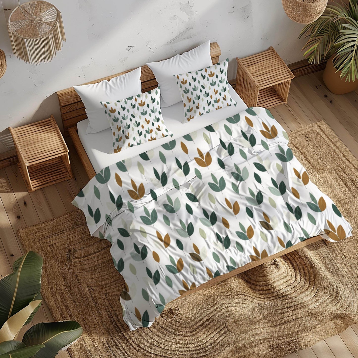Fall Decor Duvet Cover | Leaf Design Bedding Set - Soft Breathable Polyester 3-Piece Bedspread - timelessbohochic.com