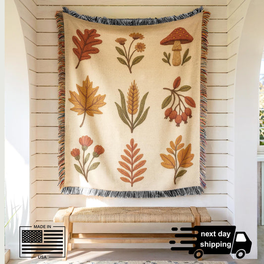 Autumn Leaves Throw Blanket – Cozy Fall Couch Throw With Leaf Pattern Design