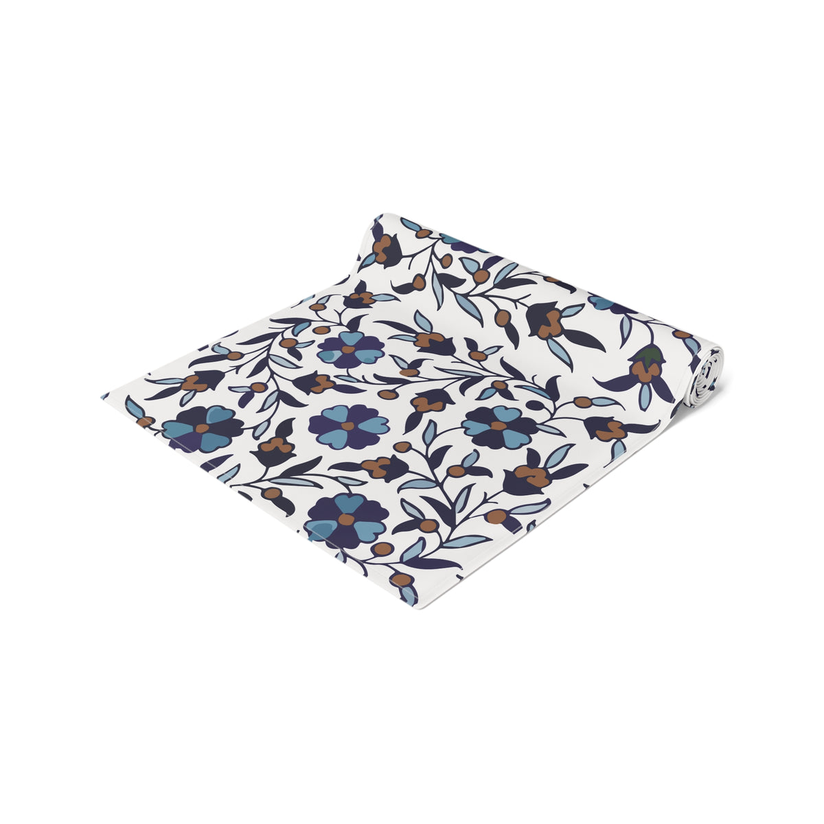 Cream Armenian Iznik poppy table runner on a dining table set with white plates and glasses