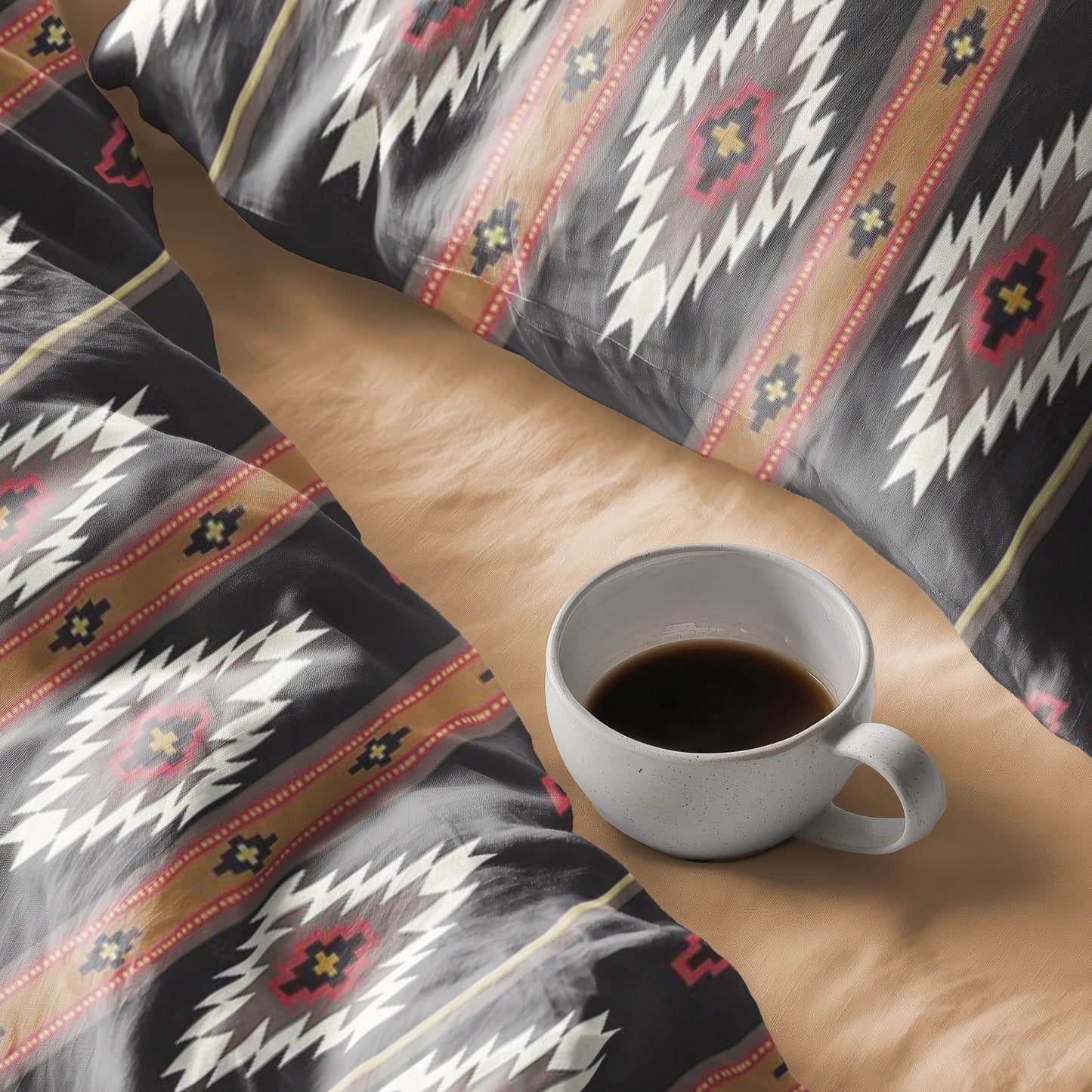 Southwestern Bedding Set | Geometric Bedding Set with Zippered Duvet Cover & Pillowcases, Queen - timelessbohochic.com