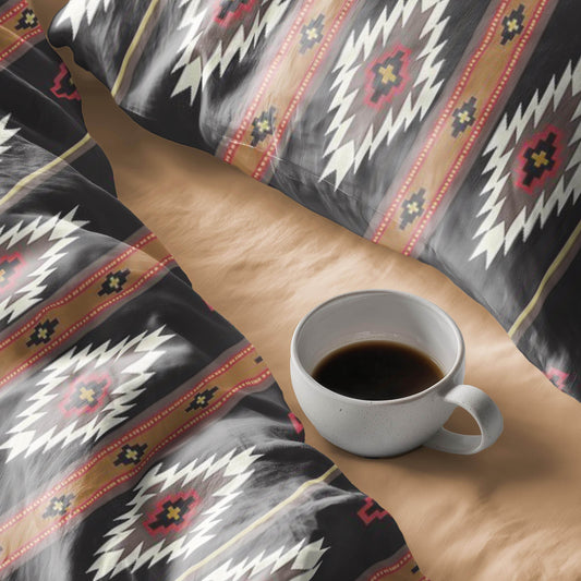 Southwestern Bedding Set | Geometric Bedding Set with Zippered Duvet Cover & Pillowcases, Queen - timelessbohochic.com