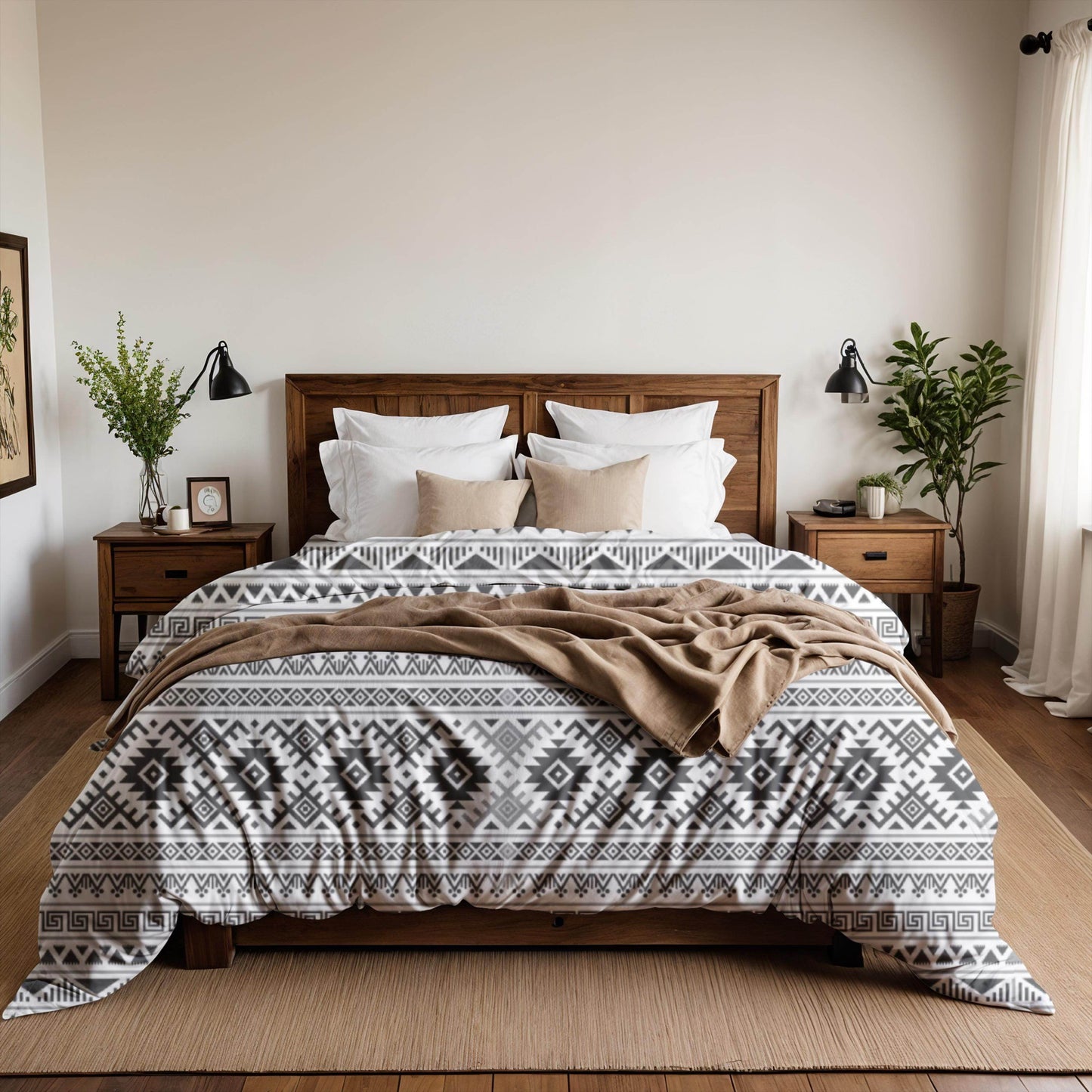 Geometric Bedding Set - Modern 3 Piece Zippered Duvet Cover & Pillowcases - timelessbohochic.com