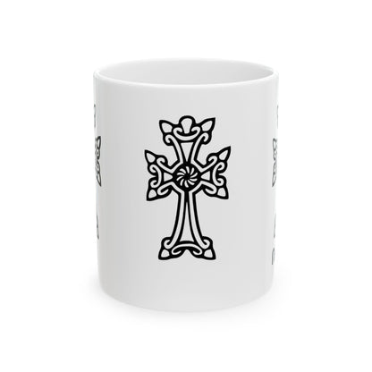 Armenian Cross Ceramic Mug, Faith Inspired Coffee Cup, Personalized