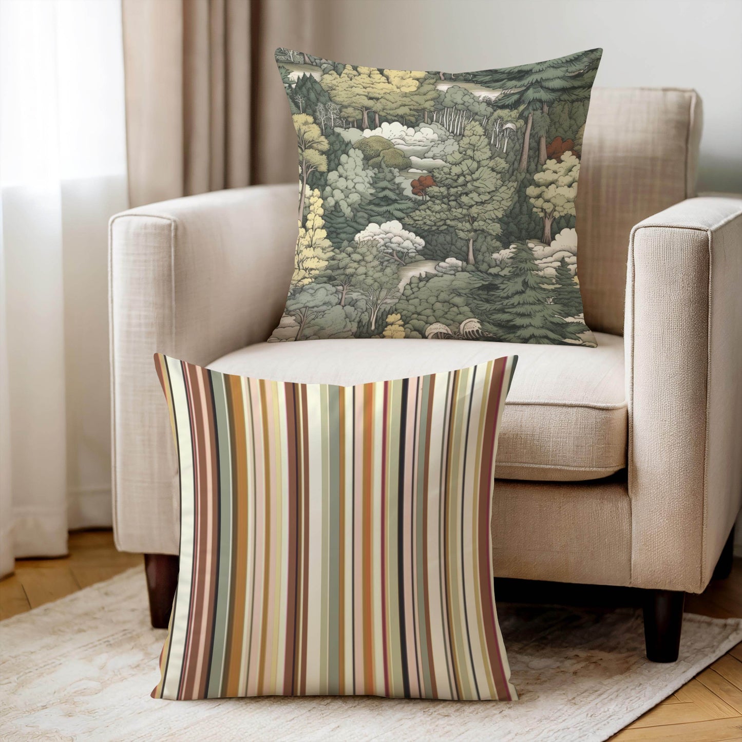 French Tapestry Pillow - Classic Aubusson Pattern Cotton Throw Pillow with Soft Polyester Filling - timelessbohochic.com