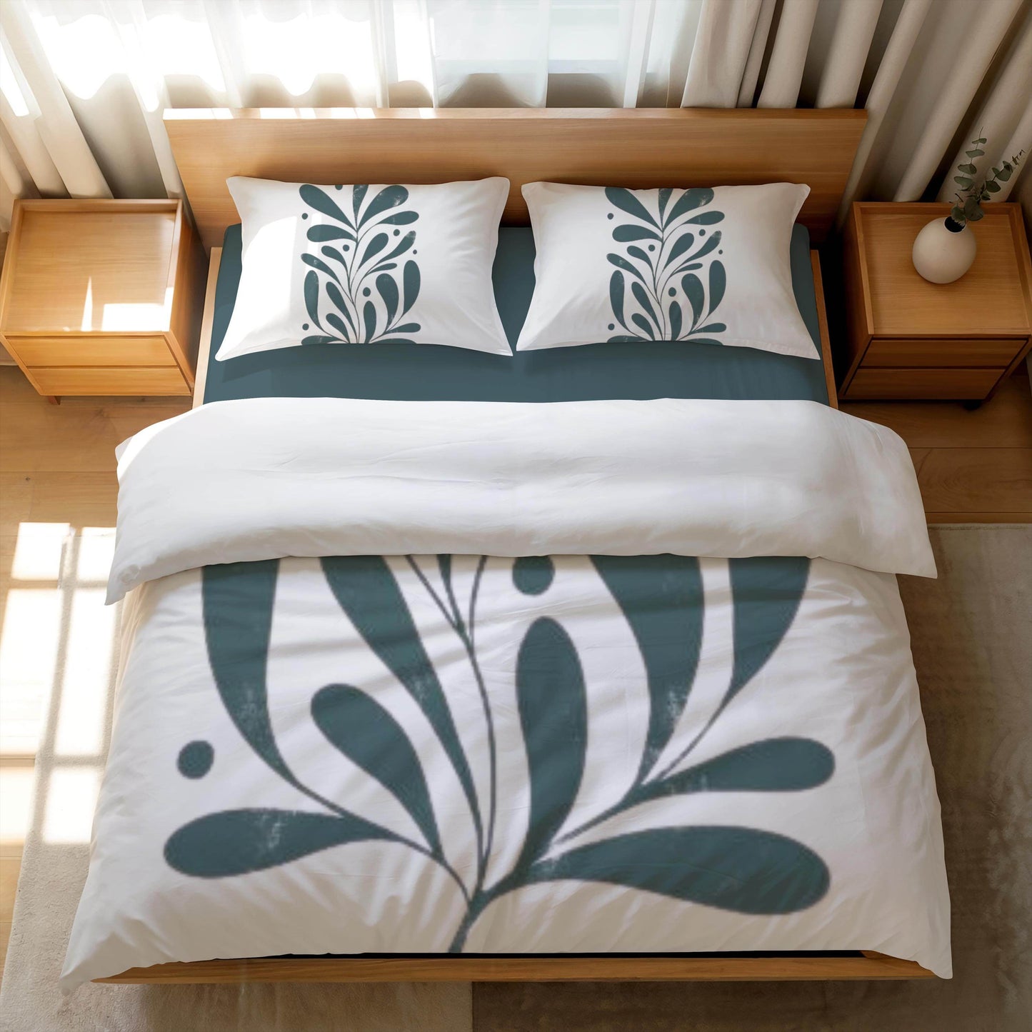 Floral Duvet Cover - Mid Century Bedding Set | Soft Breathable Polyester 3-Piece Bedspread - timelessbohochic.com