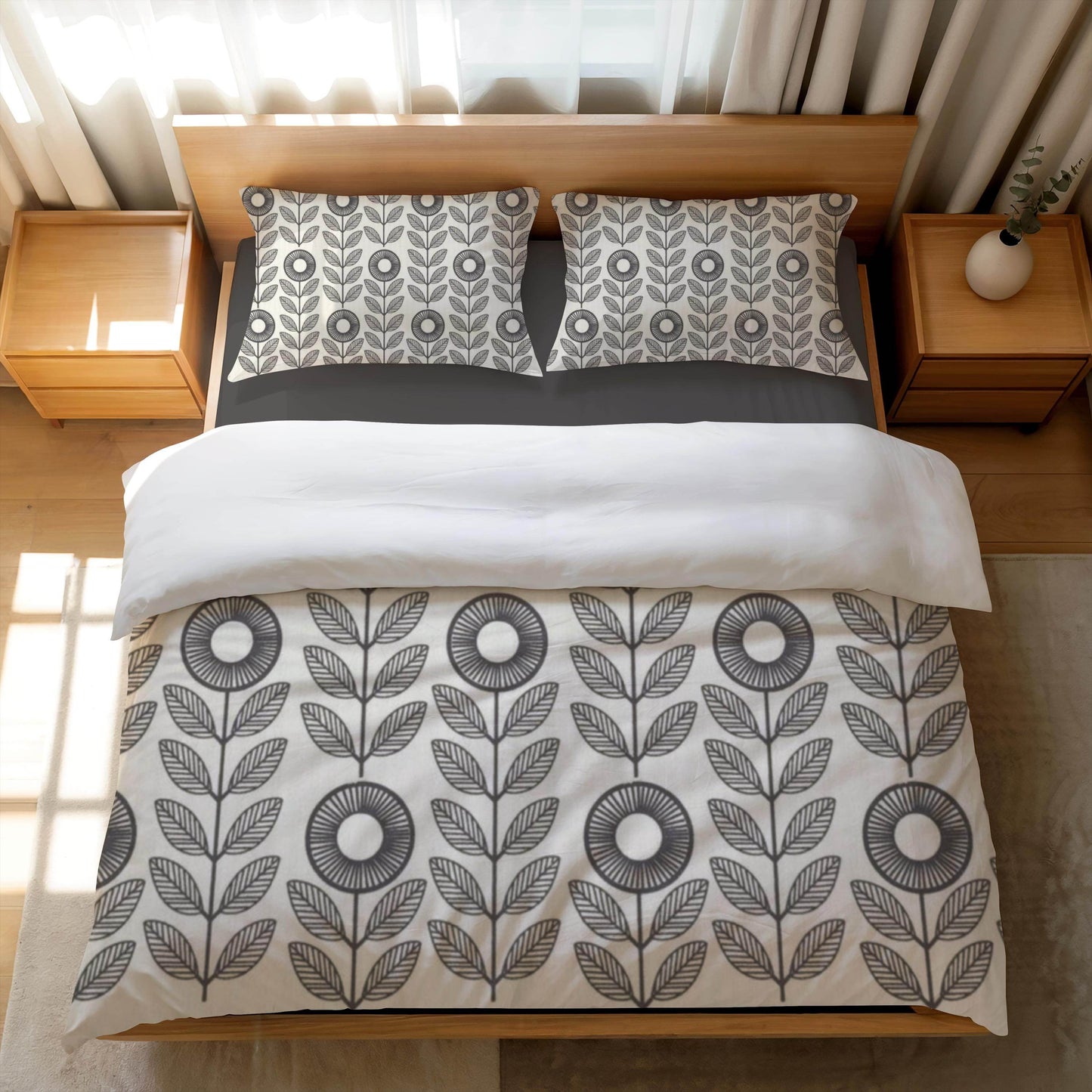 Floral Bedding Set - Sunflower Duvet Cover & Soft Breathable 3-Piece Bedspread - timelessbohochic.com