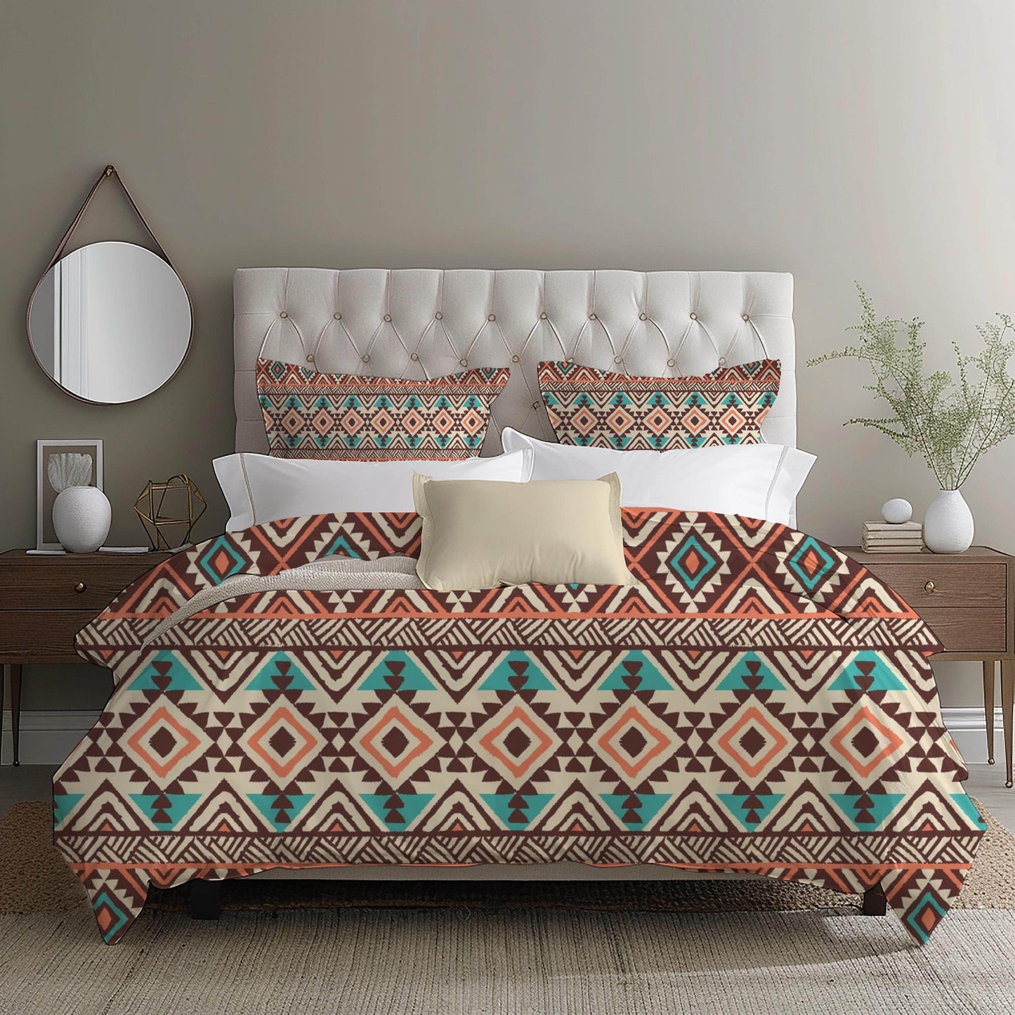 Native American Bedding Set - Colorful 3 Piece Duvet Cover With Zipper & Pillowcases - timelessbohochic.com