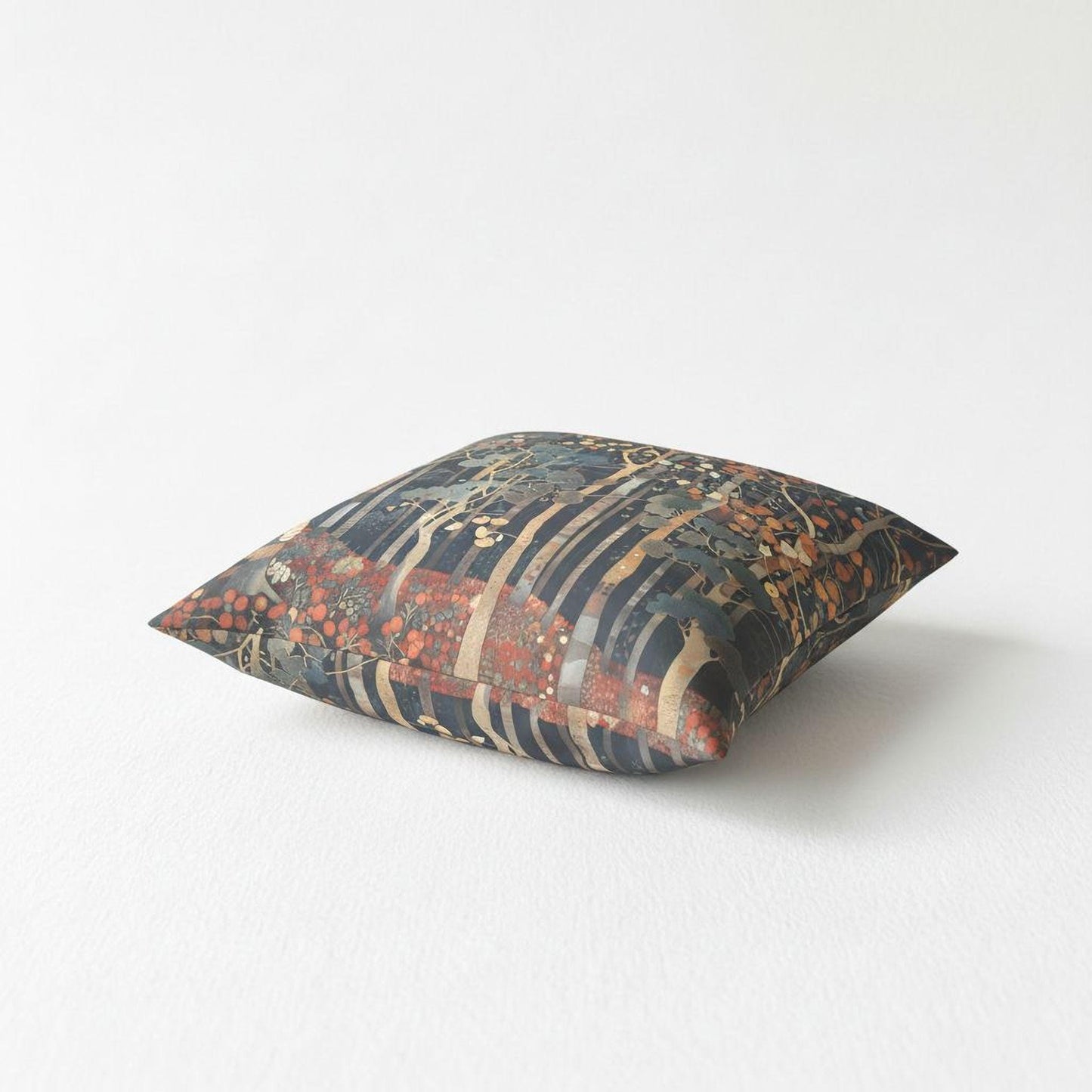Scandinavian Inspired pillow cover with woven pattern styled on a sofa or bed