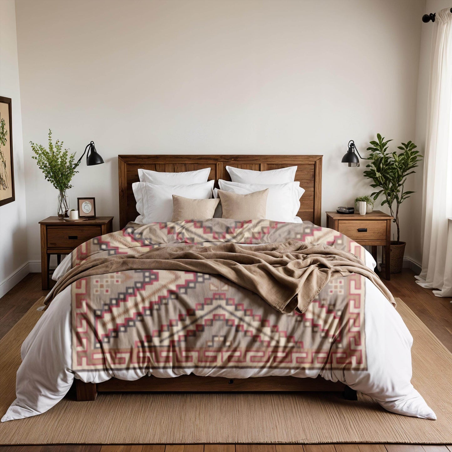 Native American Bedding Set – Geometric Duvet Cover 3 Piece Set with Zipper & Soft Fabric - timelessbohochic.com