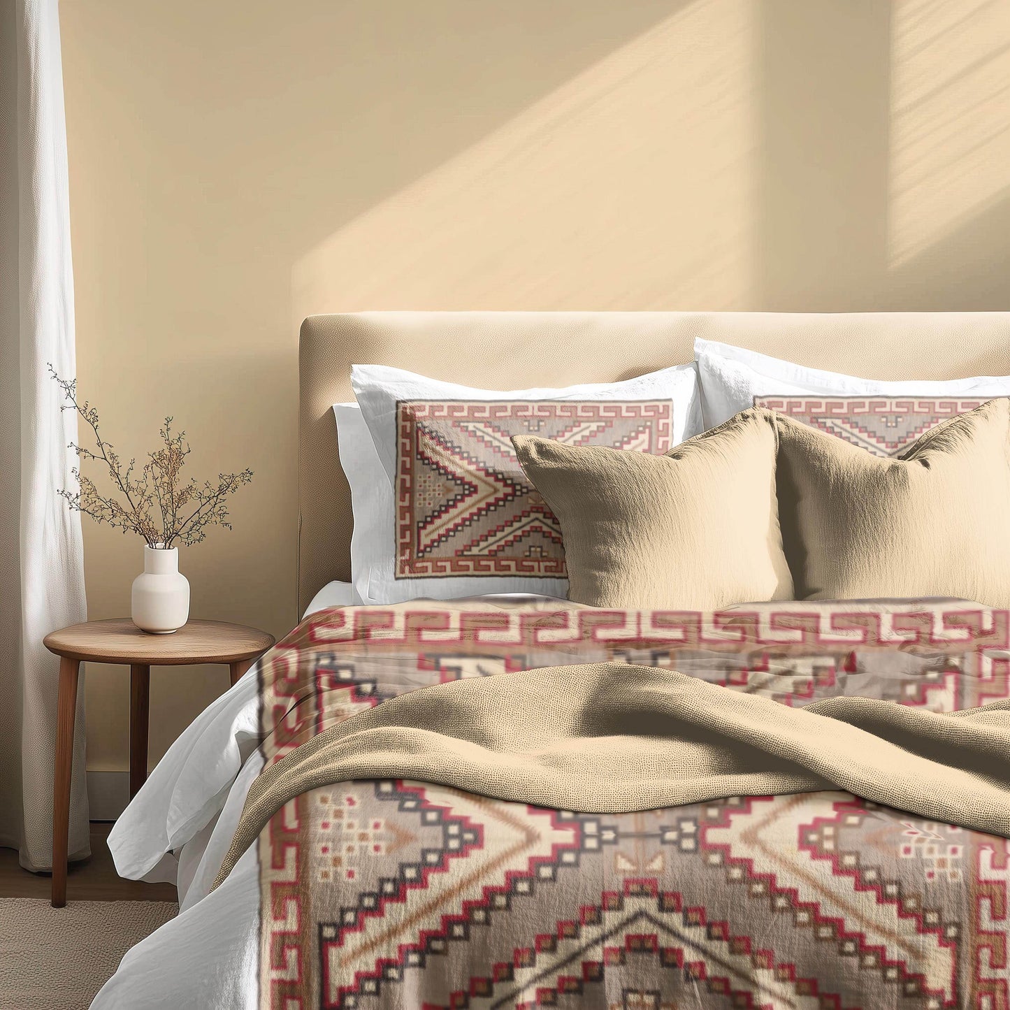Native American Bedding Set – Geometric Duvet Cover 3 Piece Set with Zipper & Soft Fabric - timelessbohochic.com
