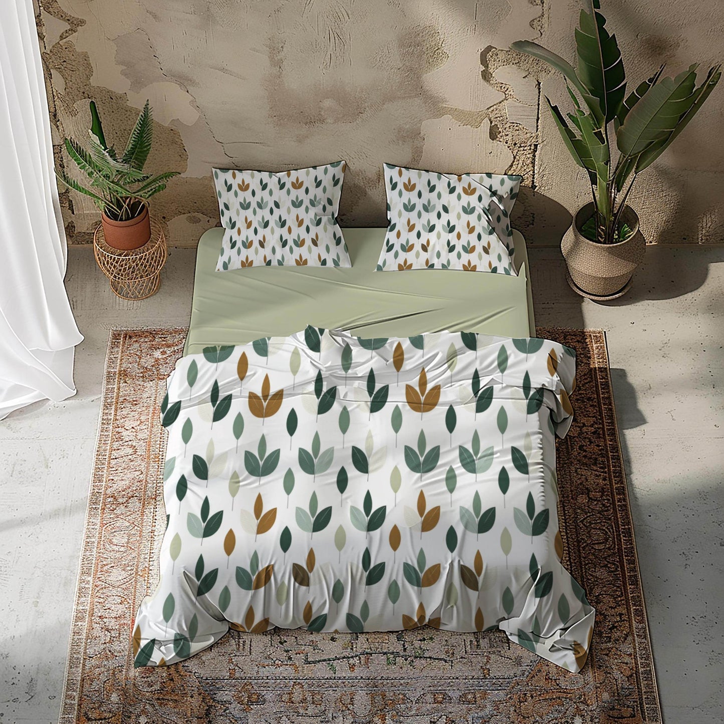 Fall Decor Duvet Cover | Leaf Design Bedding Set - Soft Breathable Polyester 3-Piece Bedspread - timelessbohochic.com