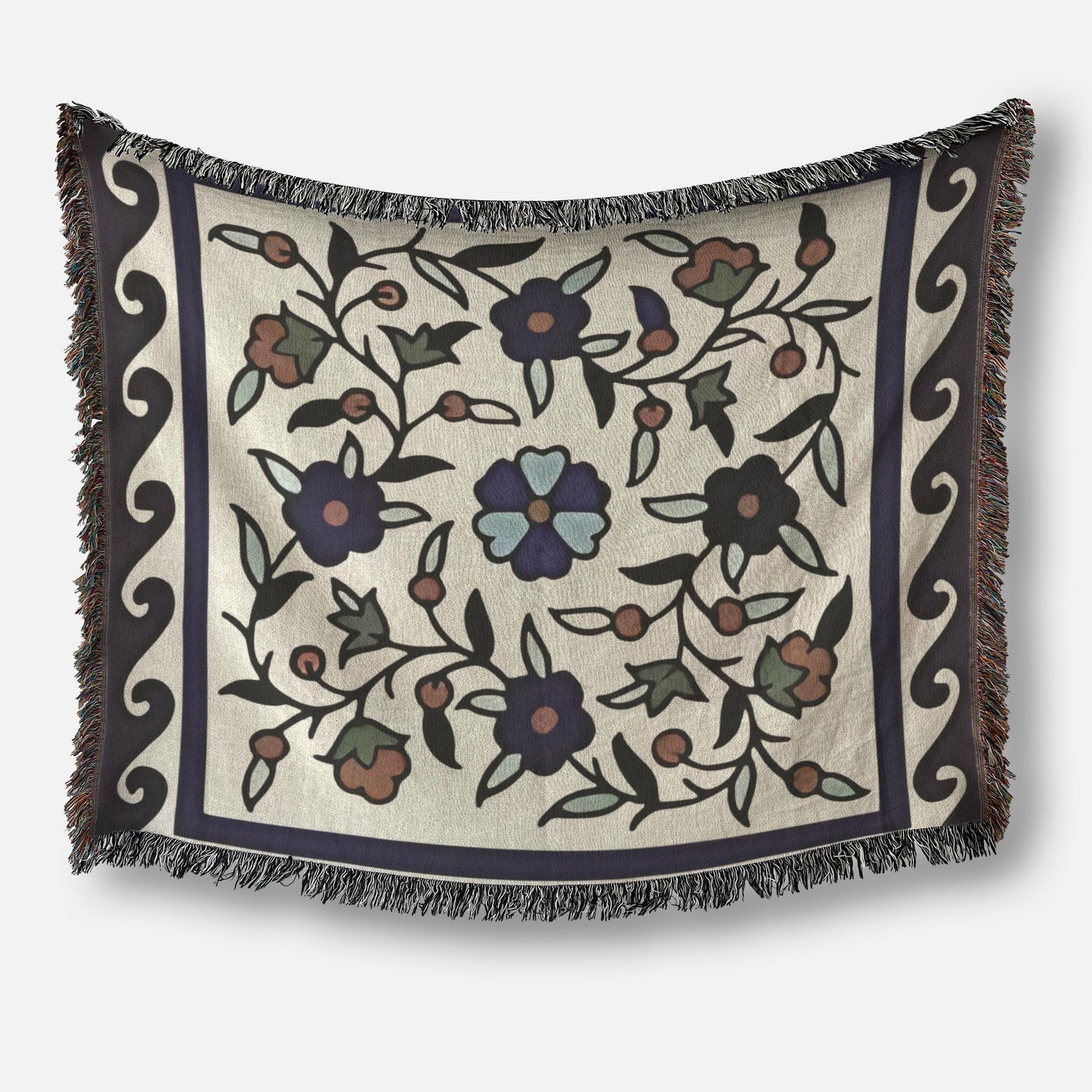 Anatolian Inspired woven wall tapestry with rug-style pattern styled as textile wall decor