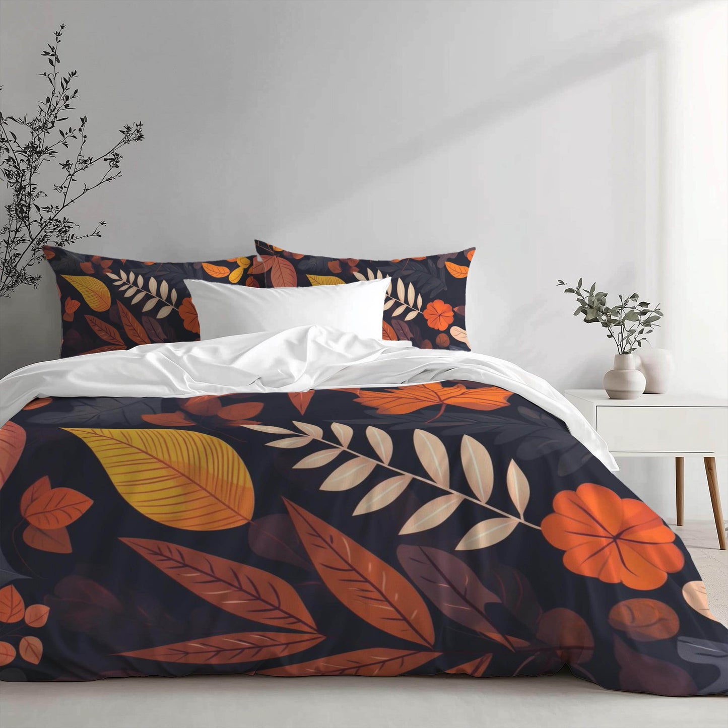 Harvest Season Bedding - Soft Breathable 3 Piece Fall Bedding Set With Leaf Print Duvet - timelessbohochic.com