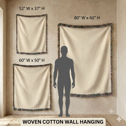 Size comparison: three woven wall hanging sizes shown together
