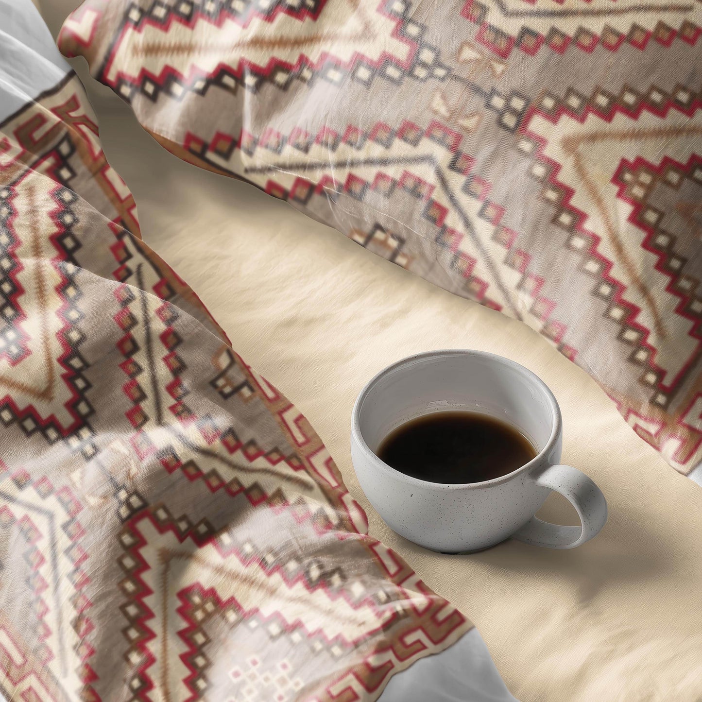 Native American Bedding Set – Geometric Duvet Cover 3 Piece Set with Zipper & Soft Fabric - timelessbohochic.com