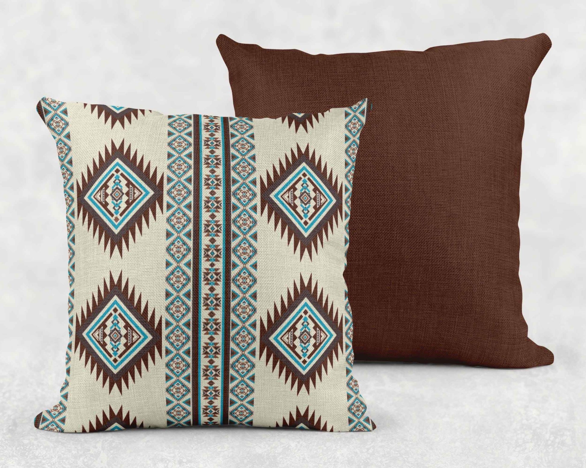 Navajo Cotton Pillow - Rustic Woven Ikat Design With Boho Fringed Cushion - timelessbohochic.com