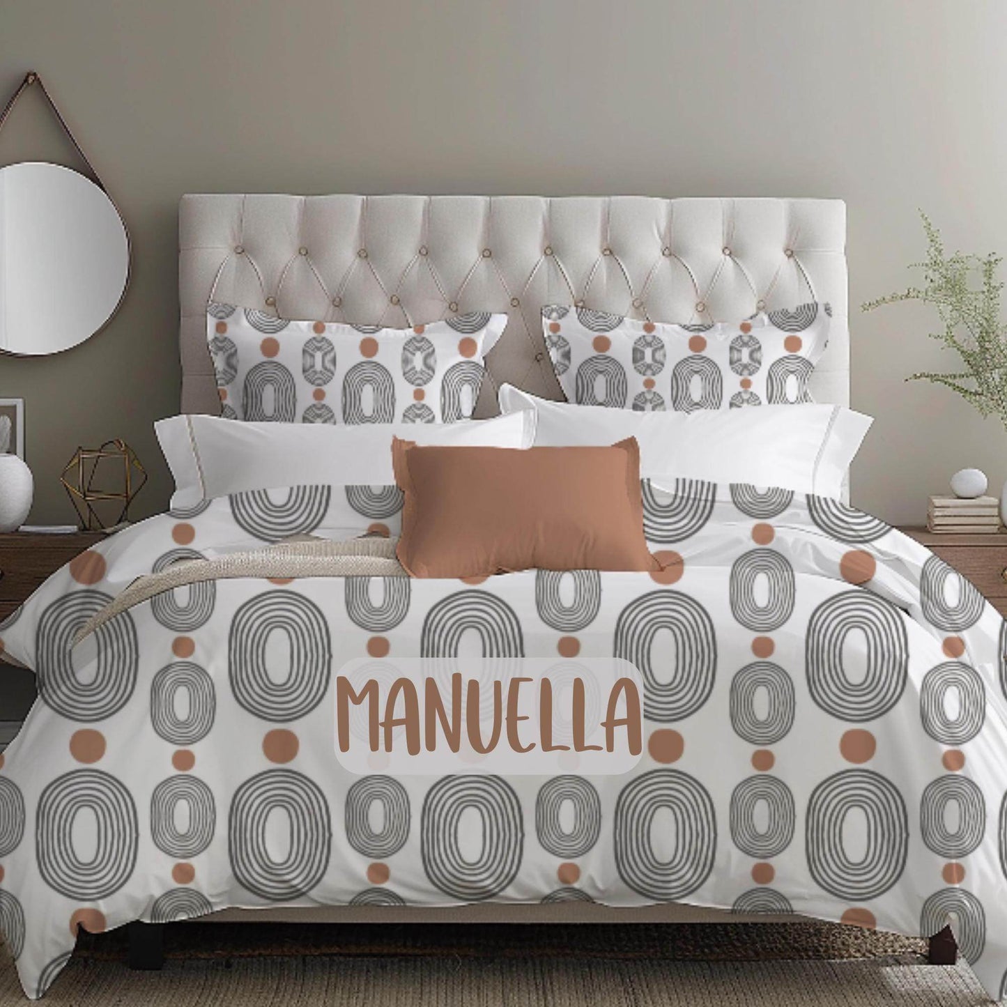 Modern Bedding Set - Oval Pattern Duvet Cover & Pillowcases | Soft Breathable Polyester 3-Piece Bedspread - timelessbohochic.com